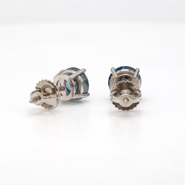 IGI Certified 2.00 Carat Lab-Created Diamond Stud Earrings 14k White Gold Womens VS2-SI1 Clarity (White I-J, Blue, Pink)